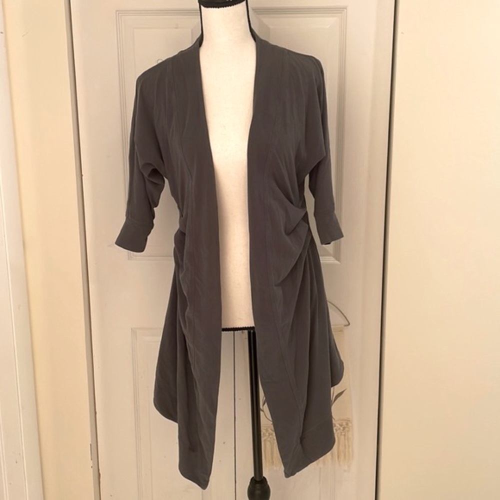 Lululemon Grey Short 3/4 Sleeve Open Asymmetric Cardigan Sweater
